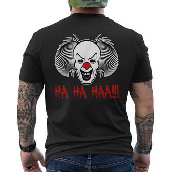Creepy Mask Ha Ha Scary Clown Mens Back Print T-shirt | Mazezy CA