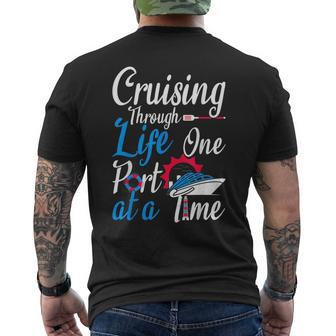 Cruising Through Life One Port At A Time Boating Cruise Trip Mens Back Print T-shirt | Mazezy