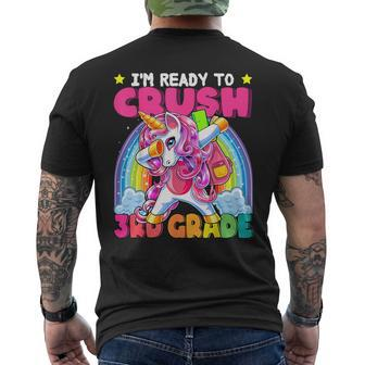 Crush 3Rd Grade Dabbing Unicorn Back To School Girls Gift Unicorn Funny Gifts Mens Back Print T-shirt | Mazezy