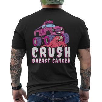 Crush Breast Cancer Awareness Monster Truck October Pink Men's T-shirt Back Print - Seseable