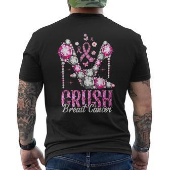 Crush Breast Cancer Pink Bling High Heels Ribbon Men's T-shirt Back Print - Seseable