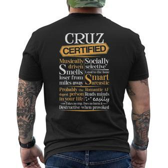 Cruz Name Gift Certified Cruz Mens Back Print T-shirt - Seseable
