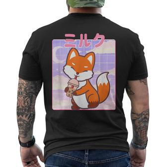 Cute Boba Tea Fox Bubble Milk Kawaii Aesthetic Japan Lover Mens Back Print T-shirt - Thegiftio UK