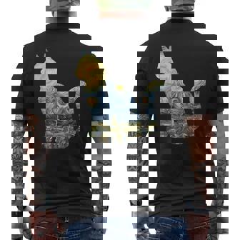 Cute Cat Toy Starry Night Fur Kitten Animal Painting Painting Funny Gifts Mens Back Print T-shirt | Mazezy