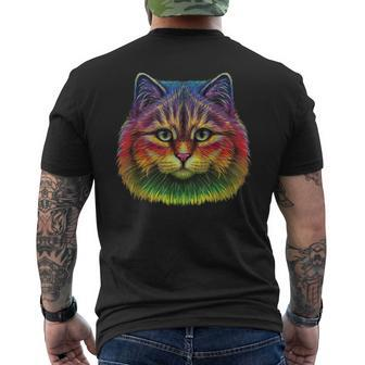 Cute Colorful Cat Head For Lovers Of Cats Kitty Kitten Owner Mens Back Print T-shirt - Thegiftio UK