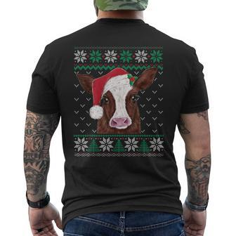 Cute Cow Christmas Ugly Sweater Style Pajama Xmas Cow Lover Men's T-shirt Back Print | Mazezy