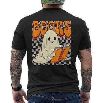 Cute Ghost Read Books Librarian Teacher Halloween Men's T-shirt Back Print - Monsterry