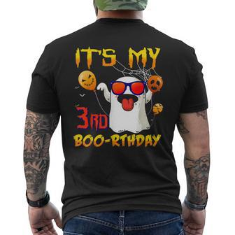 Cute Horror Halloween Birth Boo 3 Years Old Ghost Halloween Men's T-shirt Back Print | Mazezy