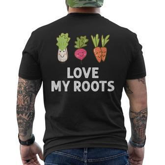 Cute I Love My Roots Toddler Root Vegetables Gardening Gardening Funny Gifts Mens Back Print T-shirt | Mazezy