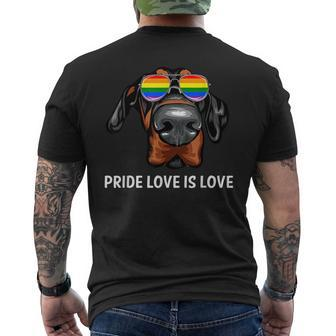 Cute Lgbt Pride Love Is Love Doberman Dog Puppy Mens Back Print T-shirt | Mazezy