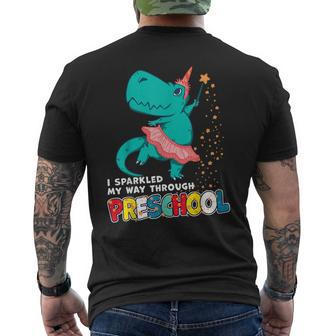 Cute Magical Ballerina Dino Unicorn Preschool Graduation Men's Back Print T-shirt | Mazezy AU