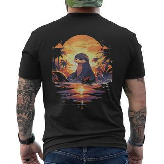 Cute Otter Discover The Spirit Animal River Otter Sunset Mens Back Print T-shirt | Mazezy