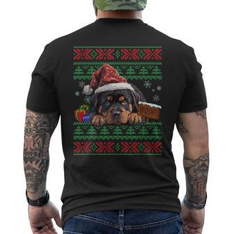 Cute Rottweiler Dog Lover Santa Hat Ugly Christmas Sweater Men's T-shirt Back Print - Monsterry AU