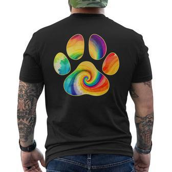 Cute Tie Dye Dog Lover Paw Print Pet Owner Paw Print Tie Dye Men's T-shirt Back Print - Monsterry