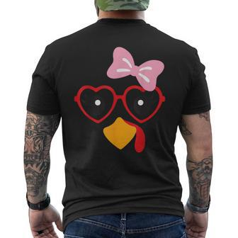 Cute Turkey Face Heart Sunglasses Thanksgiving Costume Men's T-shirt Back Print - Seseable