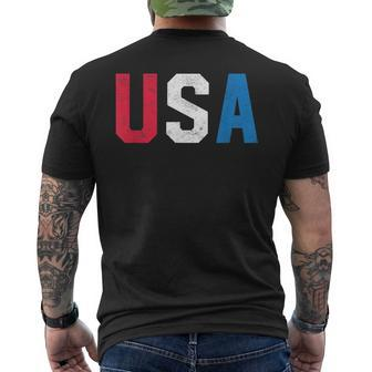 Cute Usa Red Blue 4Th Of July Top Mens Back Print T-shirt | Mazezy