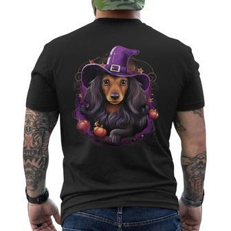 Cute Witch Dachshund Halloween Costume Dog Lover Men's T-shirt Back Print