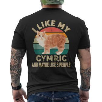 I Like My Cymric Cat Retro Vintage Cats Lovers Men's T-shirt Back Print | Mazezy