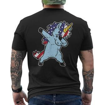 Dabbing American Unicorn Americorn 4Th Of July Dab Dance Kid Unicorn Funny Gifts Mens Back Print T-shirt | Mazezy