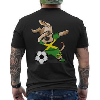 Dabbing Dog Jamaica Soccer Jamaican Flag Football Lover Men's T-shirt Back Print | Mazezy