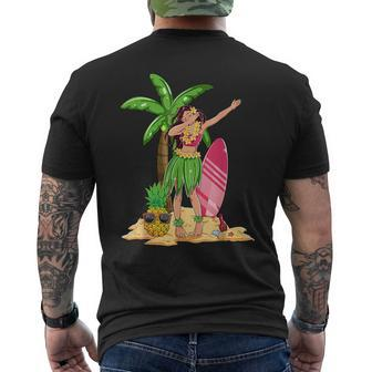 Dabbing Hawaiian Girl Summer Vacation Hawaii Pineapple Palm Mens Back Print T-shirt | Mazezy