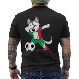 Dabbing Husky Dog Italy Soccer Fans Jersey Italian Football Men's T-shirt Back Print | Mazezy