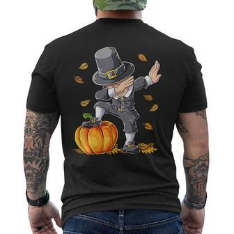Dabbing Pilgrim Boy Pumpkin Thanksgiving Day Dab Men's T-shirt Back Print | Mazezy