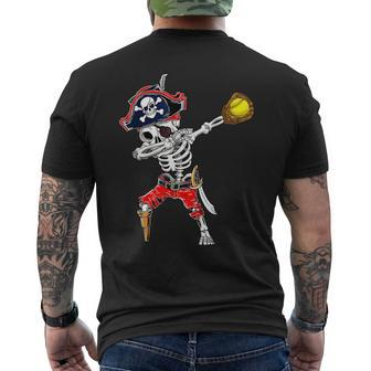 Dabbing Skeleton Pirate & Softball Ball Halloween Costume Men's T-shirt Back Print | Mazezy
