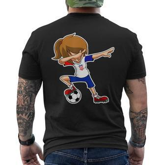 Dabbing Soccer Girl Croatia Croatian Flag Jersey Mens Back Print T-shirt | Mazezy