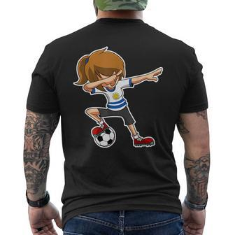 Dabbing Soccer Girl Uruguay Uruguayan Flag Jersey Mens Back Print T-shirt | Mazezy