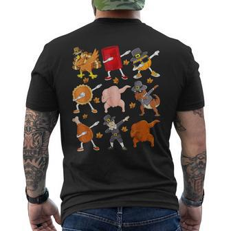 Dabbing Turkey T Rex Pilgrim Thanksgiving Boys Kid Dab Men's T-shirt Back Print - Monsterry