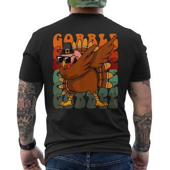 Dabbing Turkey Thanksgiving Day Pilgrim Boys Dab Gobble Men's T-shirt Back Print - Seseable