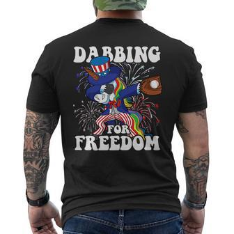 Dabbing Unicorn Baseball Uncle Sam 4Th Of July Usa Patriotic Mens Back Print T-shirt | Mazezy
