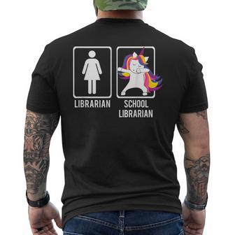 Dabbing Unicorn School Librarian Dabs Library Hip Men's T-shirt Back Print | Mazezy
