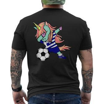 Dabbing Unicorn Soccer Greece Jersey Greek Football Men's T-shirt Back Print | Mazezy CA