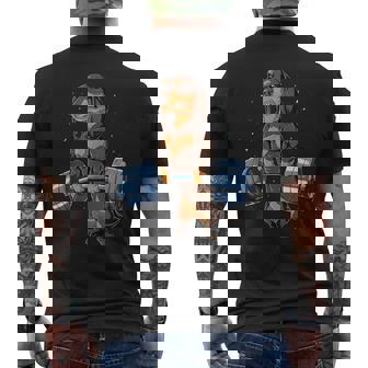 Dachshund Weightlifting Deadlift Men Fitness Gym Workout Mens Back Print T-shirt - Monsterry