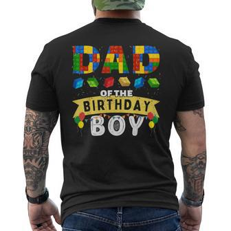 Dad Of The Birthday Boy Building Blocks Master Builder Men's T-shirt Back Print | Mazezy