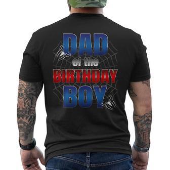 Dad Of The Birthday Boy Spider Web Birthday Party Decoration Men's T-shirt Back Print - Thegiftio UK