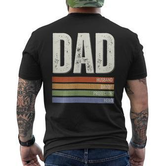 Dad Husband Daddy Protector Hero Gift Mens Back Print T-shirt | Mazezy