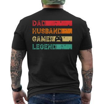 Dad Husband Gamer Legend Vintage Gamer Gaming Fathers Day Mens Back Print T-shirt | Mazezy
