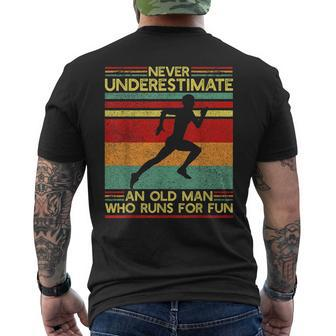 Dad Love Never Underestimate An Old Man Who Runs For Fun Mens Back Print T-shirt - Seseable
