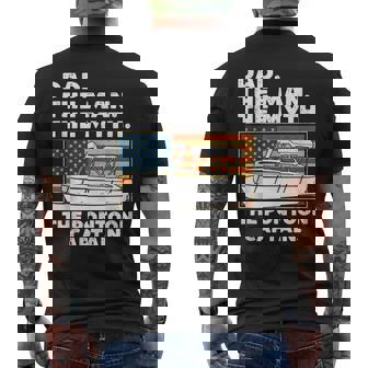 Dad Man Myth Pontoon Captain American Flag Boat Fathers Day Mens Back Print T-shirt | Mazezy