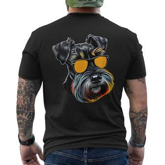 Dad Mom Cool Dog Sunglasses Miniature Schnauzer Mens Back Print T-shirt - Seseable