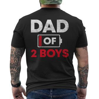 Dad Of 2 Boys Battery Low Daddy Fathers Day Gift Mens Back Print T-shirt - Seseable