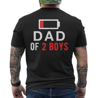 Dad Of 2 Boys Battery Low Gift From Son Fathers Day Mens Back Print T-shirt | Mazezy CA