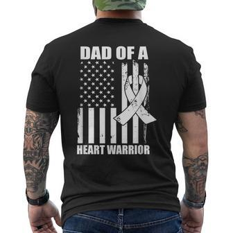 Dad Of A Heart Warrior Heart Disease Awareness Mens Back Print T-shirt - Seseable