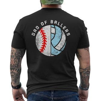 Dad Of Ballers Funny Baseball Volleyball Dad Daddy Papa Mens Back Print T-shirt - Seseable