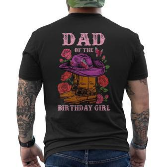 Dad Of The Birthday Girl Pink Boots Cowgirl Matching Family  Funny Gifts For Dad Mens Back Print T-shirt