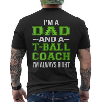 Dad Tball Coach Ball Coach Men's Back Print T-shirt | Mazezy