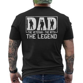 Dad Veteran The Myth The Legend Grandpa Mens Back Print T-shirt | Mazezy
